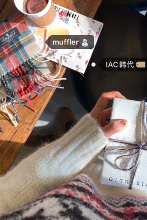 Casual Tie-Up Plaid Scarf - Cute Winter Accessory in Korean Style