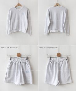 Casual Violet Pastel Cotton Sweatshirt Set - Korean Style Spring Fashion, Lightweight and Comfortable