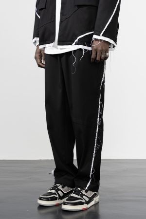 Casual Wide Loose Trousers with Raw Edge Design - Spring Straight Leg Pants for Effortless Style