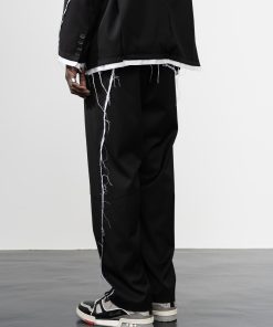 Casual Wide Loose Trousers with Raw Edge Design - Spring Straight Leg Pants for Effortless Style