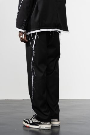 Casual Wide Loose Trousers with Raw Edge Design - Spring Straight Leg Pants for Effortless Style