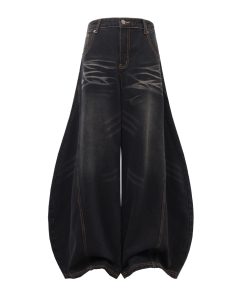 Cat Whisker Curved Blade Relaxed Denim Jeans | Scythe Banana Pants | American Style 90s Fashion