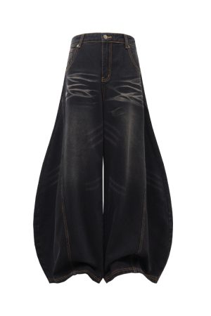 Cat Whisker Curved Blade Relaxed Denim Jeans | Scythe Banana Pants | American Style 90s Fashion