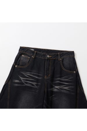 Cat Whisker Curved Blade Relaxed Denim Jeans | Scythe Banana Pants | American Style 90s Fashion