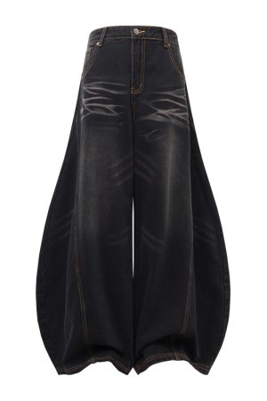 Cat Whisker Curved Blade Relaxed Denim Jeans | Scythe Banana Pants | American Style 90s Fashion