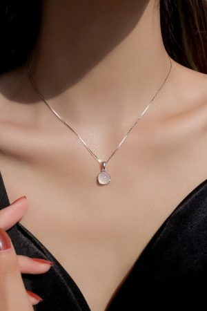 Chalcedony Pendant Necklace for Women - High-End Clavicle Chain Accessory - Light Luxury Design for Summer 2025