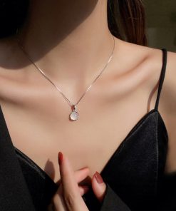 Chalcedony Pendant Necklace for Women - High-End Clavicle Chain Accessory - Light Luxury Design for Summer 2025