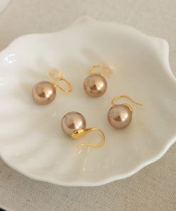 Champagne Gold Clip-On Ear Studs Earrings - French Style Simple Versatile Design for Non-Pierced Ears, Y2K Korean Fashion Accessory