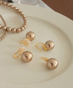 Champagne Gold Clip-On Ear Studs Earrings - French Style Simple Versatile Design for Non-Pierced Ears, Y2K Korean Fashion Accessory