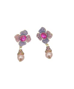 Champagne Pearl Flower Earrings - Vintage Palace Style with Crystal Inlay - 2025 Niche Design for Elegant Fashion