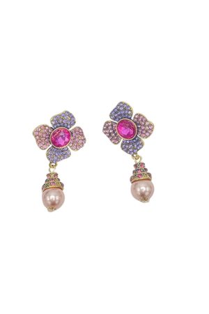 Champagne Pearl Flower Earrings - Vintage Palace Style with Crystal Inlay - 2025 Niche Design for Elegant Fashion