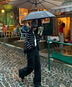 Charcoal Gray High-Waisted Wide-Leg Jeans for Women, Slimming Loose Straight Casual Trousers, Floor-Length Y2K Style