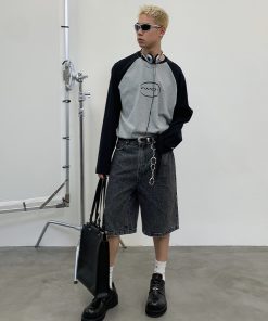 Charcoal Gray Tree Root Dyed Mid-Waist Denim Shorts for Women - Eco-Friendly, 90s Style, Trendy Summer Fashion