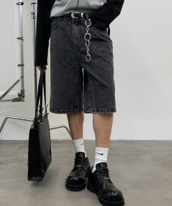 Charcoal Gray Tree Root Dyed Mid-Waist Denim Shorts for Women - Eco-Friendly, 90s Style, Trendy Summer Fashion