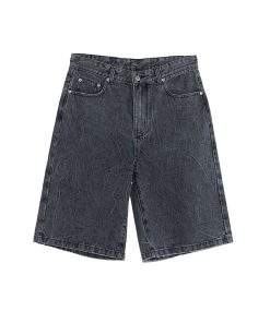 Charcoal Gray Tree Root Dyed Mid-Waist Denim Shorts for Women - Eco-Friendly, 90s Style, Trendy Summer Fashion