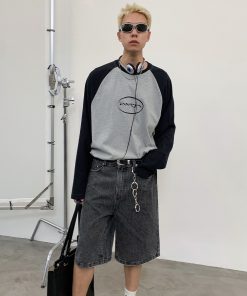 Charcoal Gray Tree Root Dyed Mid-Waist Denim Shorts for Women - Eco-Friendly, 90s Style, Trendy Summer Fashion