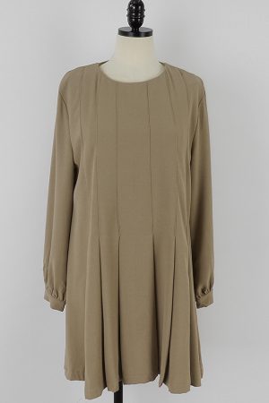 Charming Korean Style Pleated Dress with Small Round Neck for Effortless, Cost-Effective Fashion