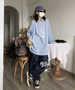Checkered Polo Collar Loose Fit Sweatshirt - Casual Couple Splicing Fake Two-Piece Style, Y2K Fashion, Streetwear Vibe