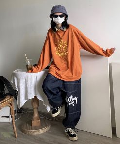 Checkered Polo Collar Loose Fit Sweatshirt - Casual Couple Splicing Fake Two-Piece Style, Y2K Fashion, Streetwear Vibe