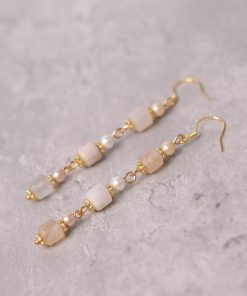 Cherry Blossom Agate Pearl Earrings - S925 Silver Hypoallergenic Long Drop Vintage National Style Women's Accessories