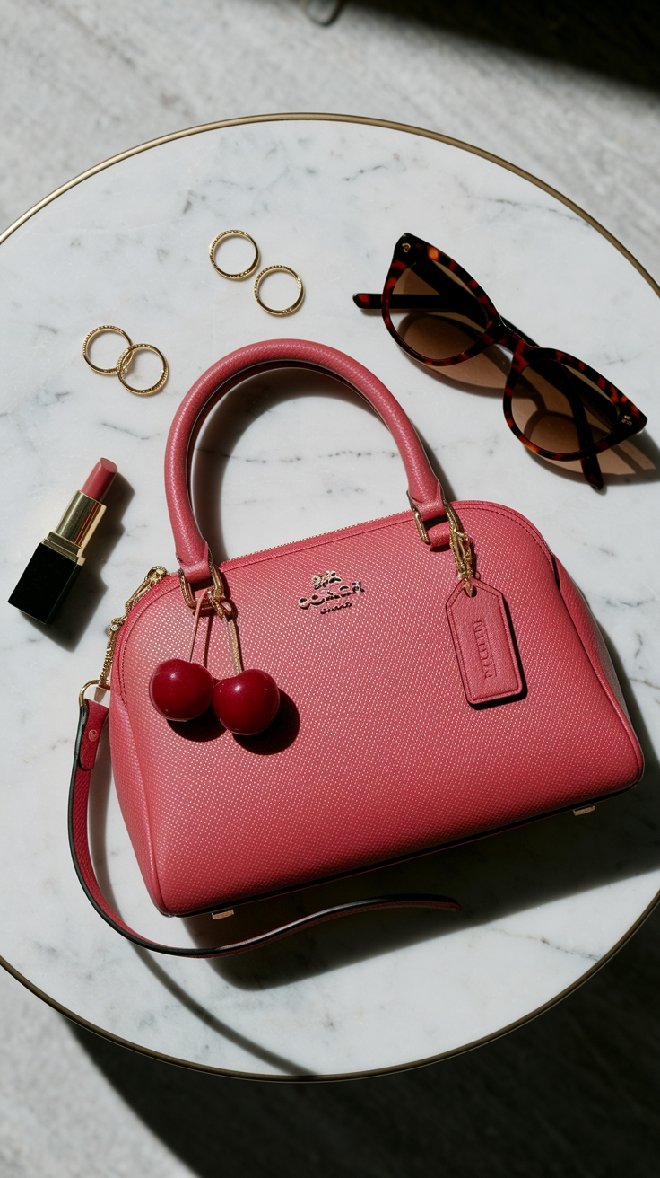 Accessorizing with a Cherry Coach Purse outfit idea