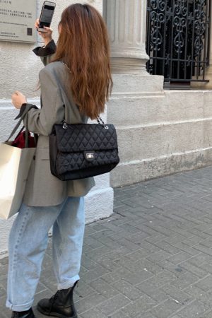 Chic 2025 Chanel-Style Embroidered Chain Bag for Women - Trendy Large-Capacity Oxford Cloth Shoulder Crossbody Tote