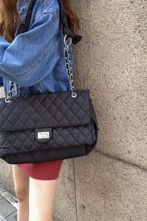 Chic 2025 Chanel-Style Embroidered Chain Bag for Women - Trendy Large-Capacity Oxford Cloth Shoulder Crossbody Tote