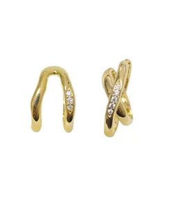 Chic Asymmetrical Ear Clips for Women, Korean Style, No Ear Holes, High-End 2025 Fashion Earrings for Influencers