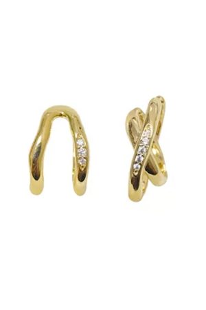 Chic Asymmetrical Ear Clips for Women, Korean Style, No Ear Holes, High-End 2025 Fashion Earrings for Influencers