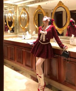 Chic Autumn Winter Women's Dinner Set - Loose Short Jacket & Camisole Dress, #Chanel Style, Elegant Outfit for Annual Meeting