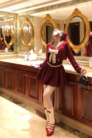 Chic Autumn Winter Women's Dinner Set - Loose Short Jacket & Camisole Dress, #Chanel Style, Elegant Outfit for Annual Meeting