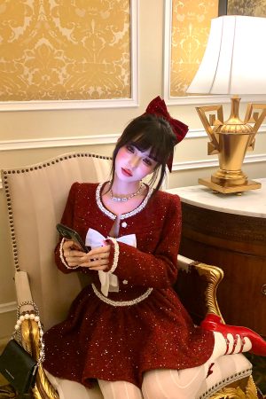 Chic Autumn Winter Women's Dinner Set - Loose Short Jacket & Camisole Dress, #Chanel Style, Elegant Outfit for Annual Meeting