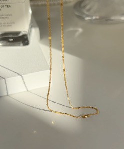 Chic Black Crystal Small Square Sugar Freshwater Pearl Diamond Ball Choker Necklace - High-End Korean Style Clavicle Chain