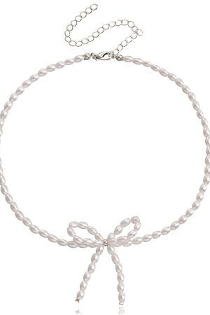 Chic Bow Imitation Pearl Necklace for Women - Light Luxury Beaded Jewelry Accessory, European and American Fashion Style