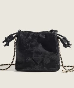 Chic Drawstring Chain Bucket Bag - Versatile Casual Crossbody - 2025 Trendy Small Bag for Everyday Fashion