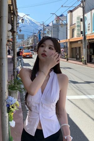 Chic French-Style Sleeveless Halter Neck Top and Slim-Fit Mini Skirt Two-Piece Set for Women - Summer Fashion Essentials