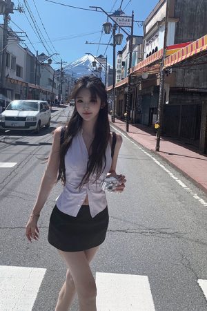 Chic French-Style Sleeveless Halter Neck Top and Slim-Fit Mini Skirt Two-Piece Set for Women - Summer Fashion Essentials