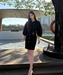 Chic Hepburn Little Black Dress - Artistic Long Sleeve Design for Women - 2025 Spring/Summer Fashion Essential