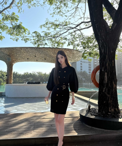 Chic Hepburn Little Black Dress - Artistic Long Sleeve Design for Women - 2025 Spring/Summer Fashion Essential