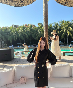 Chic Hepburn Little Black Dress - Artistic Long Sleeve Design for Women - 2025 Spring/Summer Fashion Essential