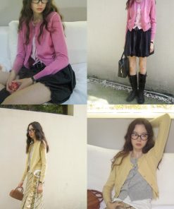 Chic Intellectual Fake Two-Piece Pure Wool Knitted Cardigan Top for a 90s Inspired Look