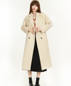 Chic Long Woolen Coat for Women, High-End Outerwear, Autumn Winter 2025, Trendy Korean Style for Petites