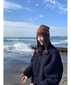 Chic Pumpkin Toggle Button Knitted Cardigan Sweater for Women - Warm, Fashionable, College Style, Age-Reducing