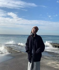 Chic Pumpkin Toggle Button Knitted Cardigan Sweater for Women - Warm, Fashionable, College Style, Age-Reducing