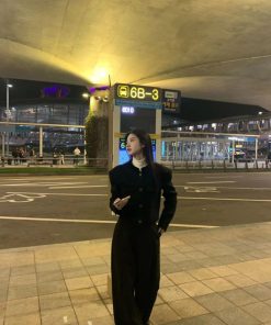 Chic Pumpkin Woolen Coat Set with High-End Quality Top and Pants - Elegant Heiress Style Outfit for Fashionable Looks