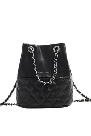 Chic Quilted Chain Bucket Bag - 2025 Fashion Crossbody Shoulder Bag for Women, High-End Niche Style