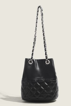Chic Quilted Chain Bucket Bag - 2025 Fashion Crossbody Shoulder Bag for Women, High-End Niche Style