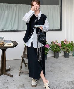 Chic Spring 3-Piece Outfit Set: Black Vest, Skirt & Casual Ensemble with Unique High-End Style for Effortless Fashion