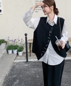 Chic Spring 3-Piece Outfit Set: Black Vest, Skirt & Casual Ensemble with Unique High-End Style for Effortless Fashion