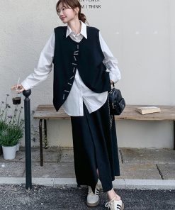 Chic Spring 3-Piece Outfit Set: Black Vest, Skirt & Casual Ensemble with Unique High-End Style for Effortless Fashion